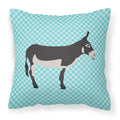 American Mammoth Jack Donkey Blue Check Decorative Throw Pillow 18x18 Indoor Outdoor Accent Cushion, Fabric Cover with Insert for Sofa, Bed, Porch & Living Room