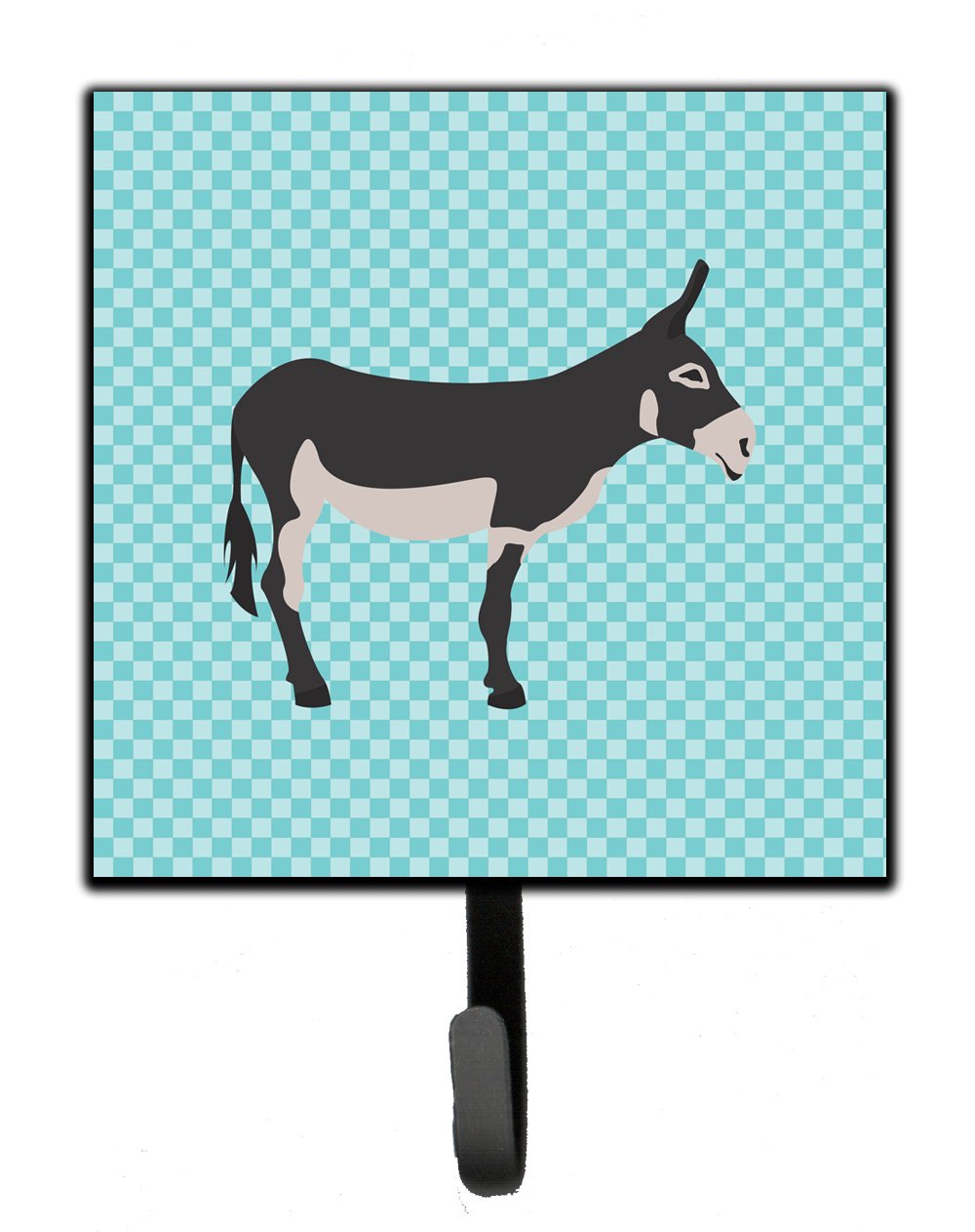American Mammoth Jack Donkey Blue Check Leash or Key Holder Wall Hooks, Key Hooks Holder, Coat Rack Wall Mount, Coat Hooks, Hooks for Hanging Keys, Towels, Aprons, Leashes