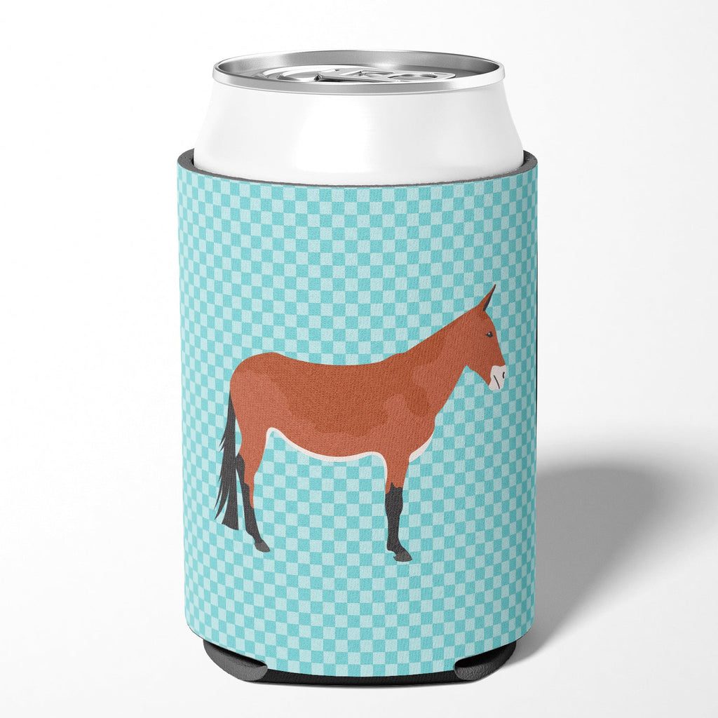 Mule Blue Check Can or Bottle Hugger Cooler Sleeve for Standard 12 oz Cans, Insulated Foam Beer & Soda Can Hugger Reusable