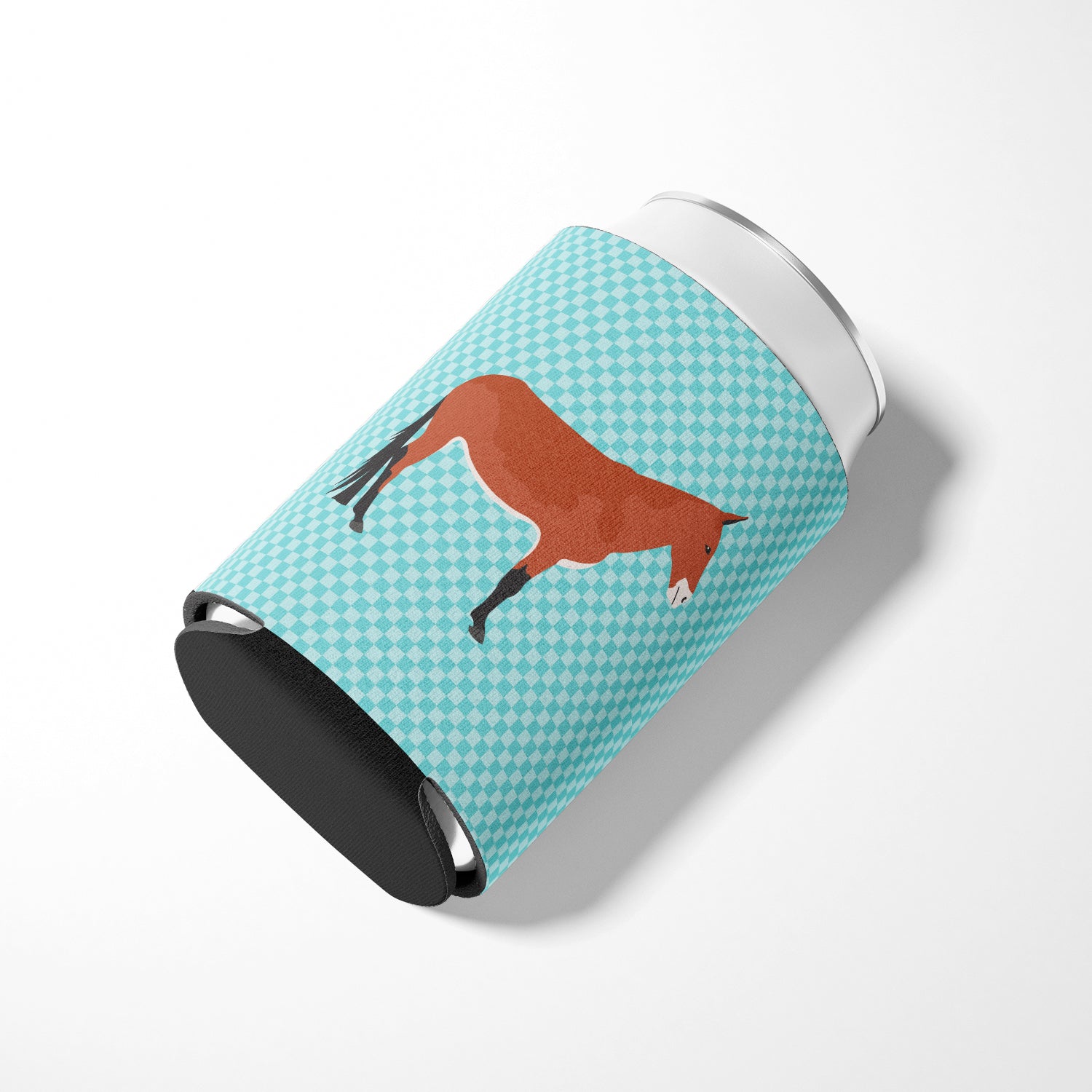 Mule Blue Check Can or Bottle Hugger Cooler Sleeve for Standard 12 oz Cans, Insulated Foam Beer & Soda Can Hugger Reusable