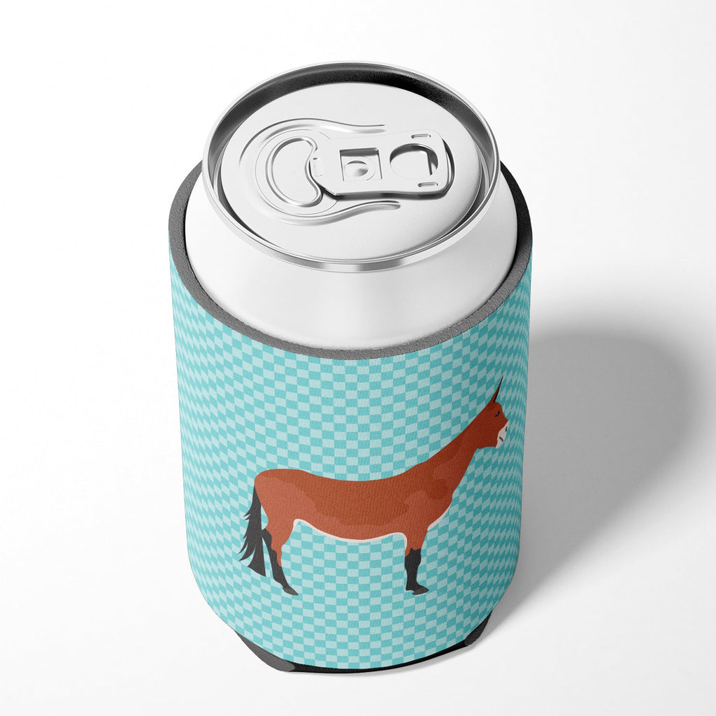 Mule Blue Check Can or Bottle Hugger Cooler Sleeve for Standard 12 oz Cans, Insulated Foam Beer & Soda Can Hugger Reusable