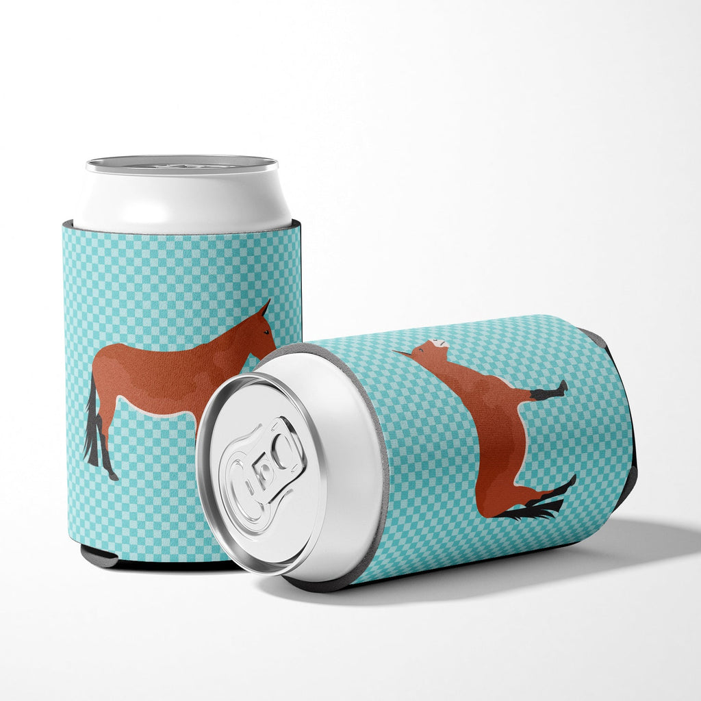 Mule Blue Check Can or Bottle Hugger Cooler Sleeve for Standard 12 oz Cans, Insulated Foam Beer & Soda Can Hugger Reusable