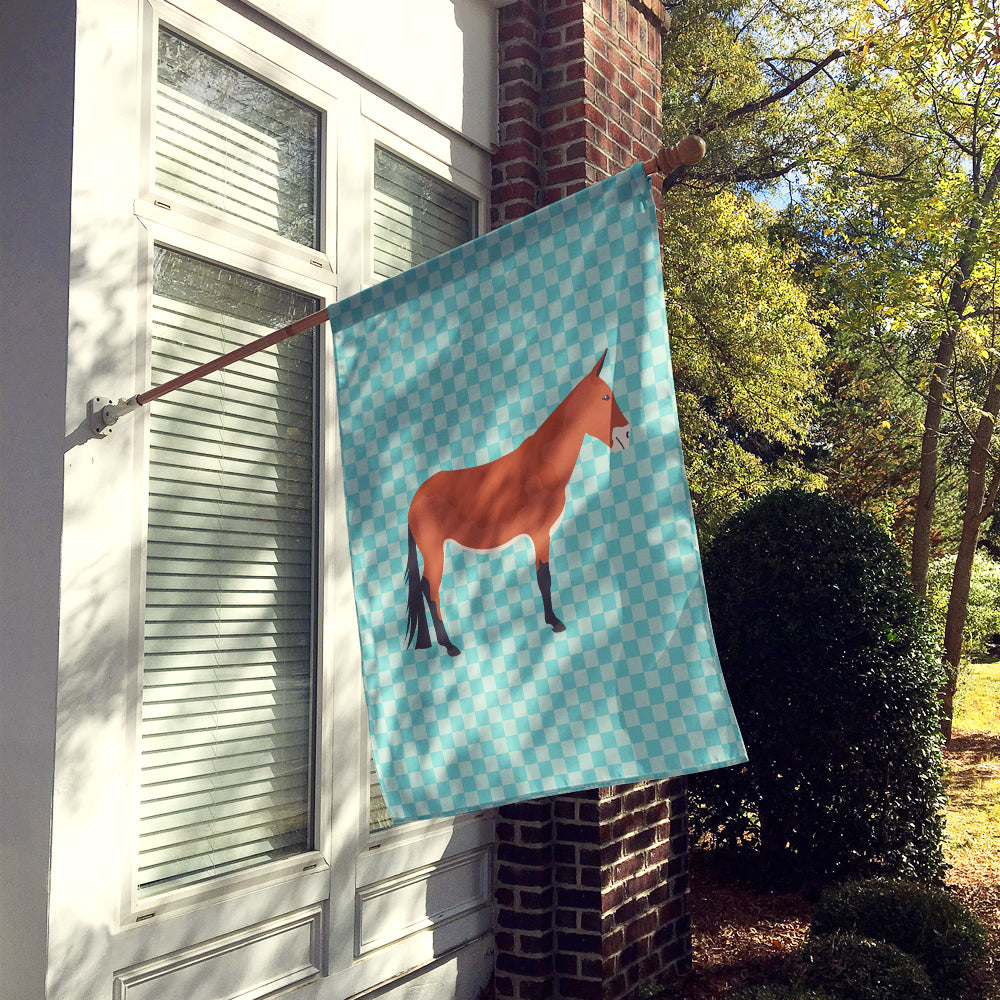 Mule Blue Check House Flag 28x40 Porch Sleeve Pole Decorative Outside Yard Banner Artwork Wall Hanging, Polyester
