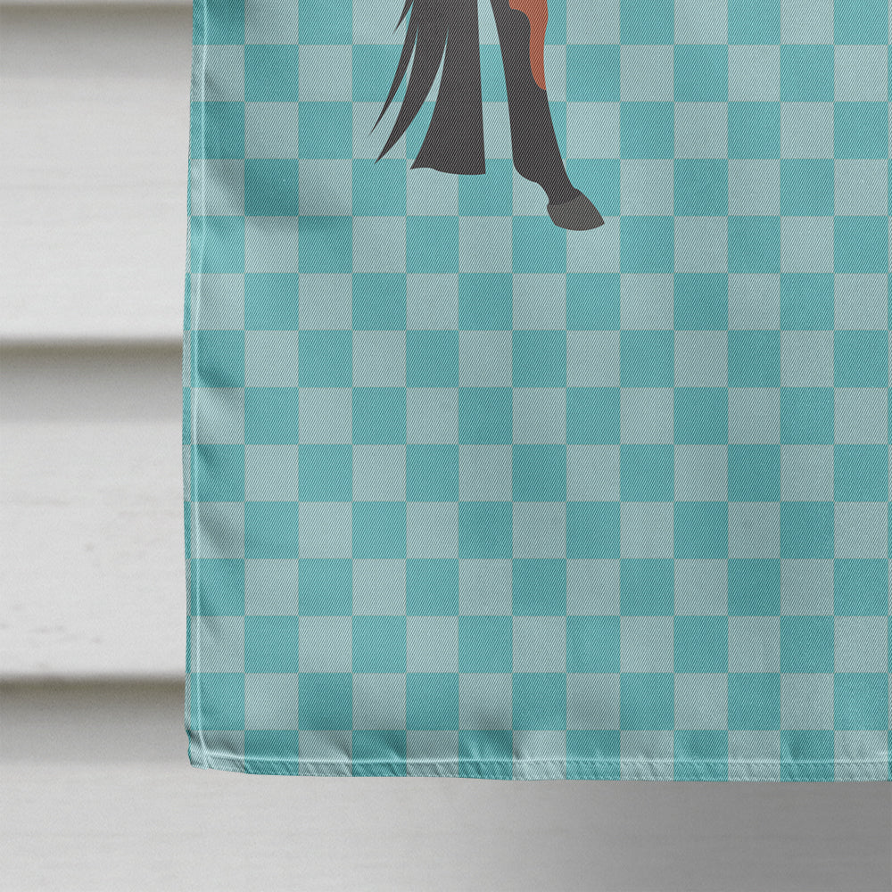 Mule Blue Check House Flag 28x40 Porch Sleeve Pole Decorative Outside Yard Banner Artwork Wall Hanging, Polyester
