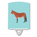Mule Blue Check Ceramic Night Light Compact, UL-Certified, Ideal for Bedroom, Bathroom, Nursery, Hallway, Kitchen, 6x4x3, Multicolor