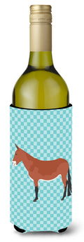 Mule Blue Check Wine Bottle Hugger Gift Sleeve for Standard 750 ml Bottles, Insulated Reusable Also Fits Mini Shot & Pint Bottles