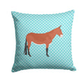 Mule Blue Check Decorative Throw Pillow 14x14 Indoor Outdoor Accent Cushion, Fabric Cover with Insert for Sofa, Bed, Porch & Living Room