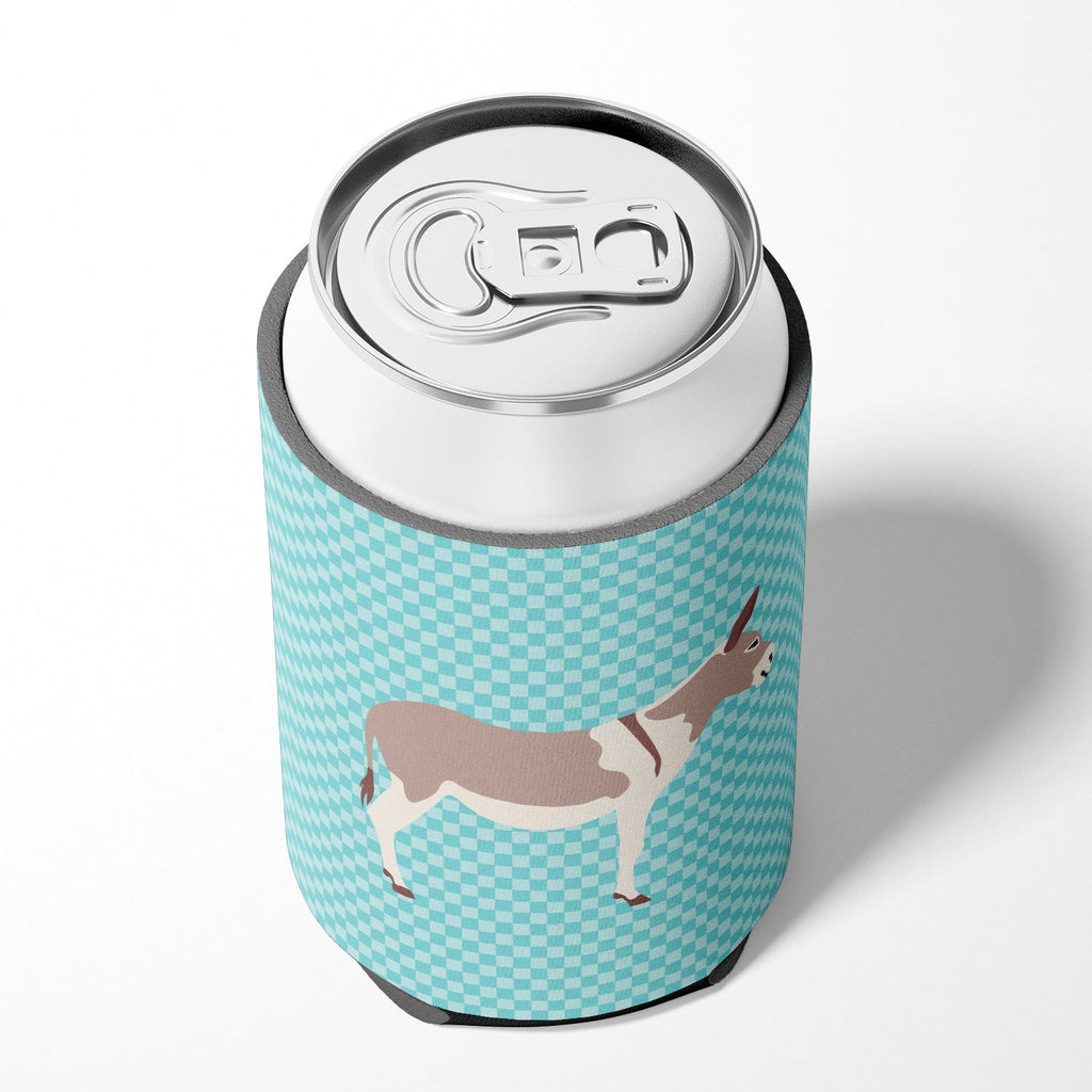 Australian Teamster Donkey Blue Check Can or Bottle Hugger Cooler Sleeve for Standard 12 oz Cans, Insulated Foam Beer & Soda Can Hugger Reusable