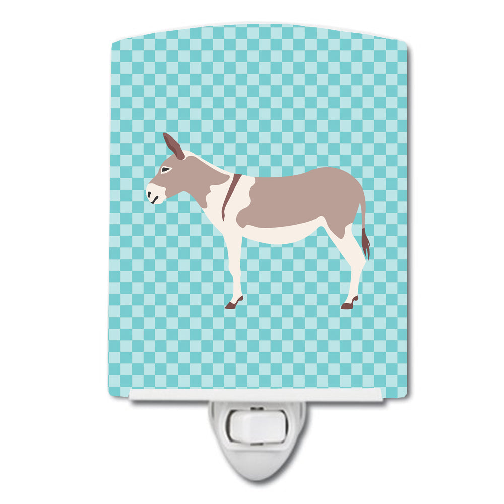 Australian Teamster Donkey Blue Check Ceramic Night Light Compact, UL-Certified, Ideal for Bedroom, Bathroom, Nursery, Hallway, Kitchen, 6x4x3, Multicolor