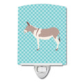 Australian Teamster Donkey Blue Check Ceramic Night Light Compact, UL-Certified, Ideal for Bedroom, Bathroom, Nursery, Hallway, Kitchen, 6x4x3, Multicolor