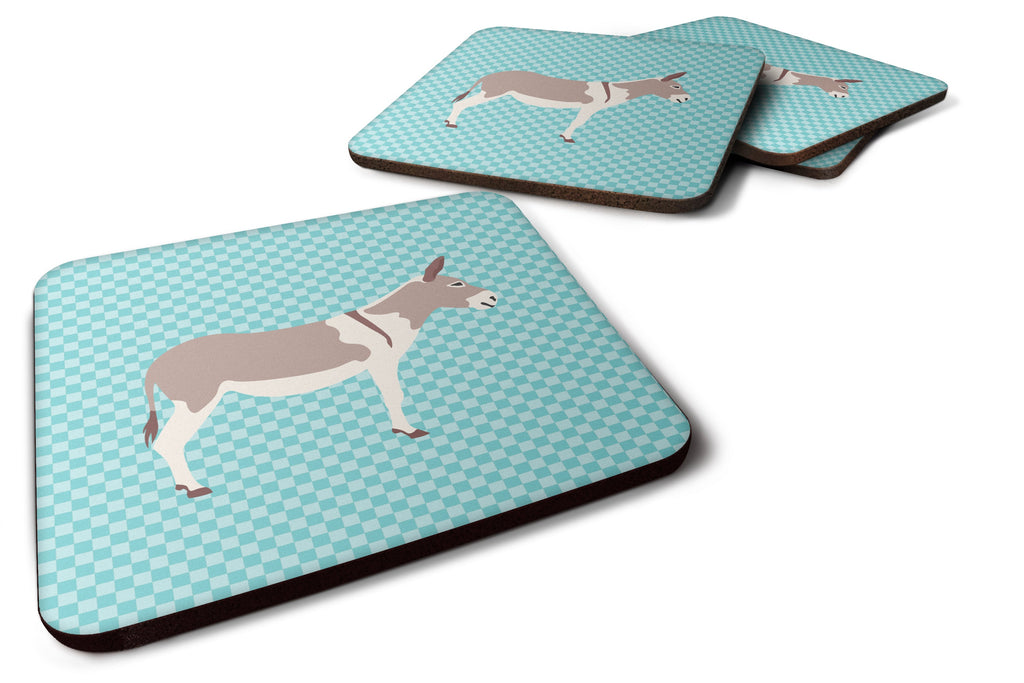 Australian Teamster Donkey Blue Check Foam Coasters Set of 4 Cup Coasters for Indoor Outdoor, Tabletop Protection, Anti Slip, Mouse pad Material