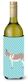 Australian Teamster Donkey Blue Check Wine Bottle Hugger Gift Sleeve for Standard 750 ml Bottles, Insulated Reusable Also Fits Mini Shot & Pint Bottles