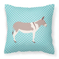 Australian Teamster Donkey Blue Check Decorative Throw Pillow 18x18 Indoor Outdoor Accent Cushion, Fabric Cover with Insert for Sofa, Bed, Porch & Living Room