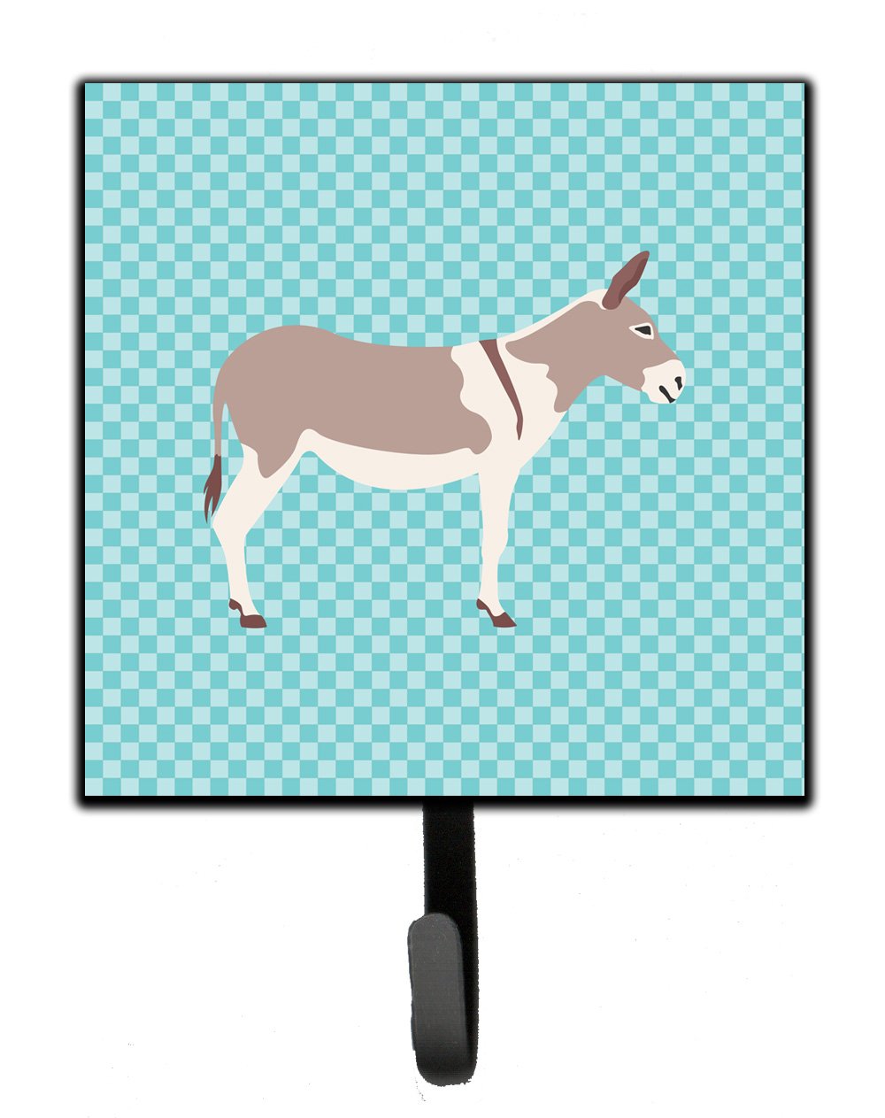 Australian Teamster Donkey Blue Check Leash or Key Holder Wall Hooks, Key Hooks Holder, Coat Rack Wall Mount, Coat Hooks, Hooks for Hanging Keys, Towels, Aprons, Leashes