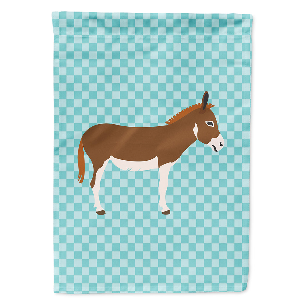 Miniature Mediterranian Donkey Blue Check House Flag 28x40 Porch Sleeve Pole Decorative Outside Yard Banner Artwork Wall Hanging, Polyester