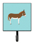 Miniature Mediterranian Donkey Blue Check Leash or Key Holder Wall Hooks, Key Hooks Holder, Coat Rack Wall Mount, Coat Hooks, Hooks for Hanging Keys, Towels, Aprons, Leashes