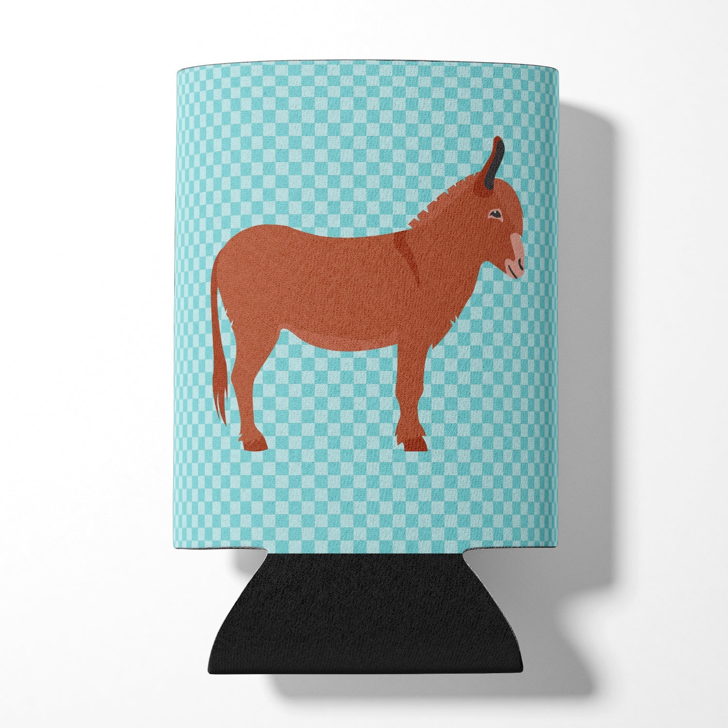 Irish Donkey Blue Check Can or Bottle Hugger Cooler Sleeve for Standard 12 oz Cans, Insulated Foam Beer & Soda Can Hugger Reusable