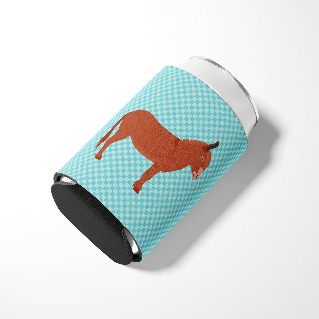 Irish Donkey Blue Check Can or Bottle Hugger Cooler Sleeve for Standard 12 oz Cans, Insulated Foam Beer & Soda Can Hugger Reusable