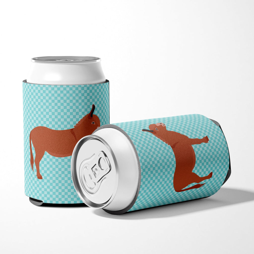 Irish Donkey Blue Check Can or Bottle Hugger Cooler Sleeve for Standard 12 oz Cans, Insulated Foam Beer & Soda Can Hugger Reusable