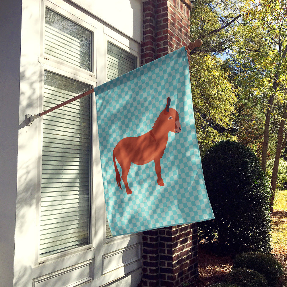 Irish Donkey Blue Check House Flag 28x40 Porch Sleeve Pole Decorative Outside Yard Banner Artwork Wall Hanging, Polyester