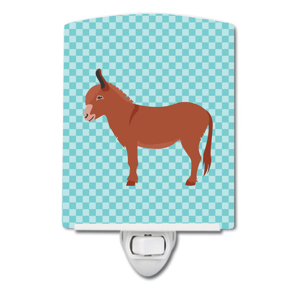 Irish Donkey Blue Check Ceramic Night Light Compact, UL-Certified, Ideal for Bedroom, Bathroom, Nursery, Hallway, Kitchen, 6x4x3, Multicolor