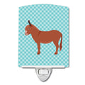 Irish Donkey Blue Check Ceramic Night Light Compact, UL-Certified, Ideal for Bedroom, Bathroom, Nursery, Hallway, Kitchen, 6x4x3, Multicolor