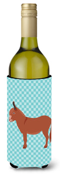 Irish Donkey Blue Check Wine Bottle Hugger Gift Sleeve for Standard 750 ml Bottles, Insulated Reusable Also Fits Mini Shot & Pint Bottles