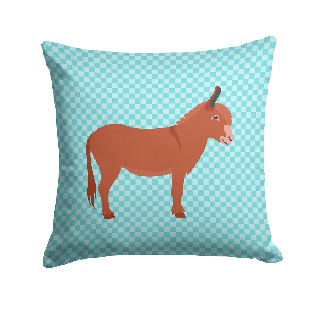 Irish Donkey Blue Check Decorative Throw Pillow 14x14 Indoor Outdoor Accent Cushion, Fabric Cover with Insert for Sofa, Bed, Porch & Living Room
