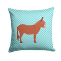 Irish Donkey Blue Check Decorative Throw Pillow 14x14 Indoor Outdoor Accent Cushion, Fabric Cover with Insert for Sofa, Bed, Porch & Living Room
