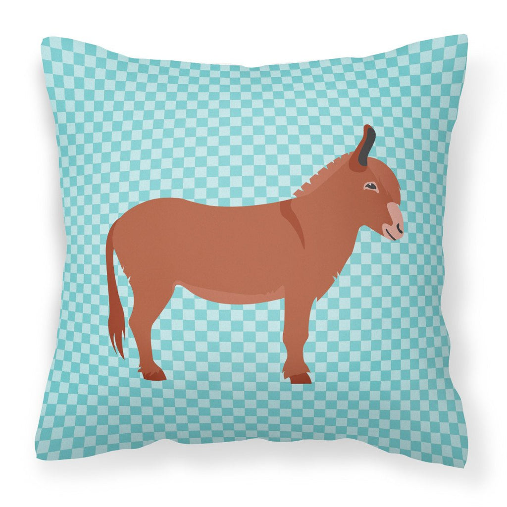 Irish Donkey Blue Check Decorative Throw Pillow 18x18 Indoor Outdoor Accent Cushion, Fabric Cover with Insert for Sofa, Bed, Porch & Living Room