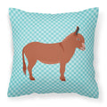 Irish Donkey Blue Check Decorative Throw Pillow 18x18 Indoor Outdoor Accent Cushion, Fabric Cover with Insert for Sofa, Bed, Porch & Living Room