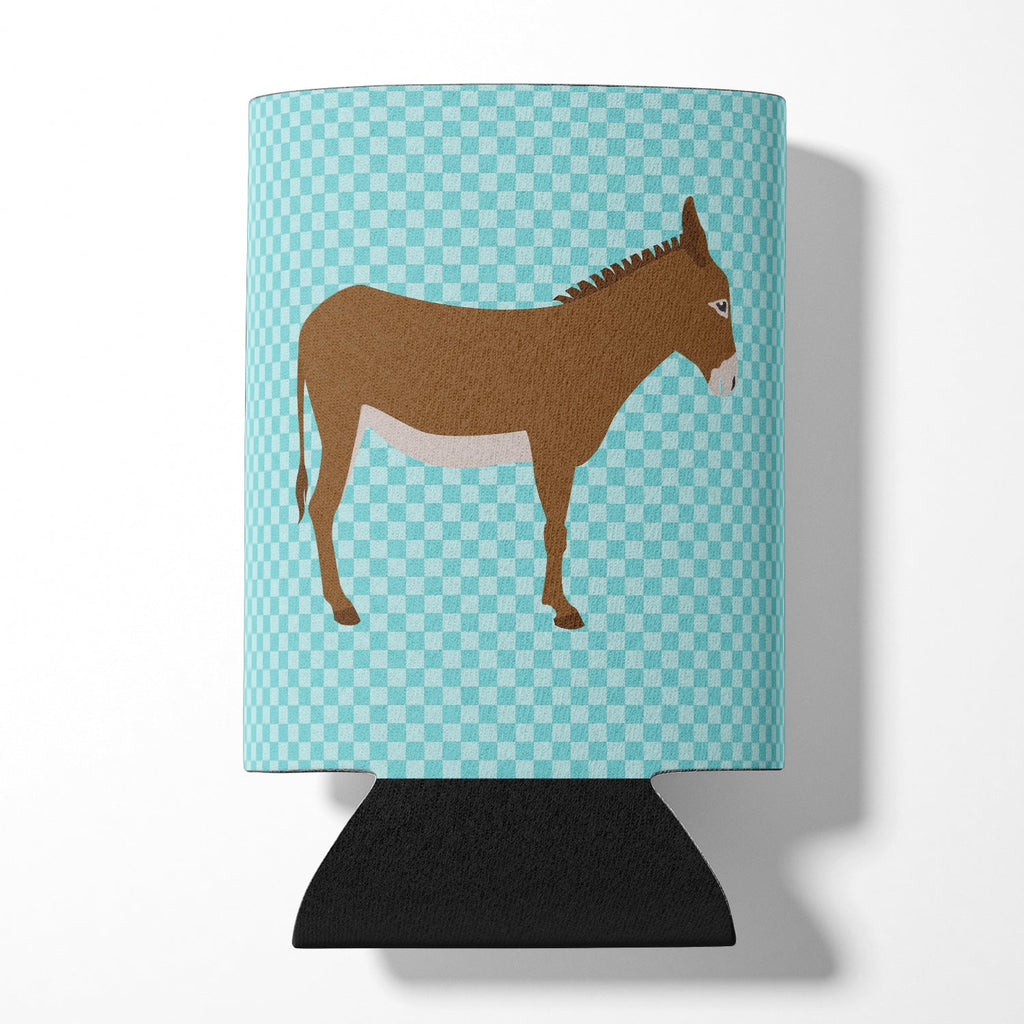 Cotentin Donkey Blue Check Can or Bottle Hugger Cooler Sleeve for Standard 12 oz Cans, Insulated Foam Beer & Soda Can Hugger Reusable