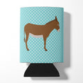 Cotentin Donkey Blue Check Can or Bottle Hugger Cooler Sleeve for Standard 12 oz Cans, Insulated Foam Beer & Soda Can Hugger Reusable