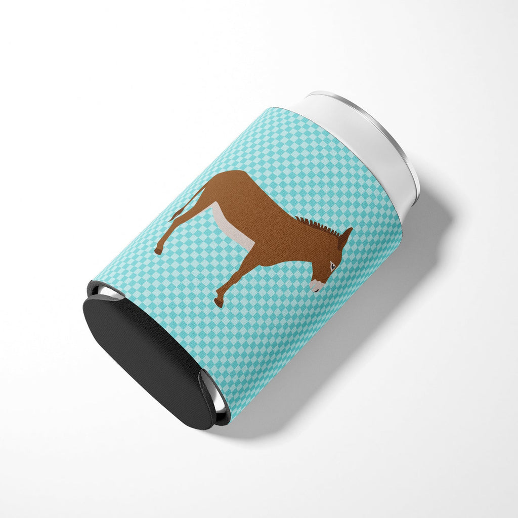 Cotentin Donkey Blue Check Can or Bottle Hugger Cooler Sleeve for Standard 12 oz Cans, Insulated Foam Beer & Soda Can Hugger Reusable