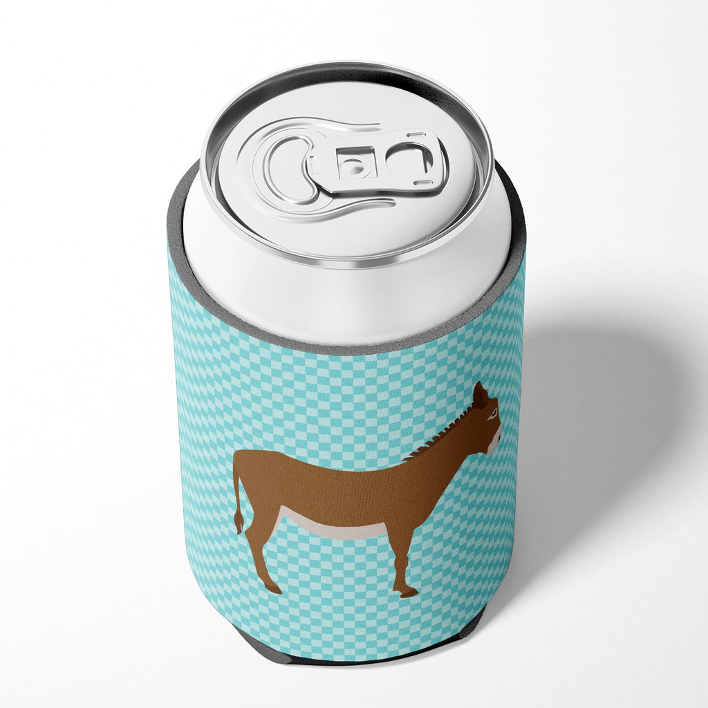 Cotentin Donkey Blue Check Can or Bottle Hugger Cooler Sleeve for Standard 12 oz Cans, Insulated Foam Beer & Soda Can Hugger Reusable