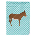 Cotentin Donkey Blue Check House Flag 28x40 Porch Sleeve Pole Decorative Outside Yard Banner Artwork Wall Hanging, Polyester