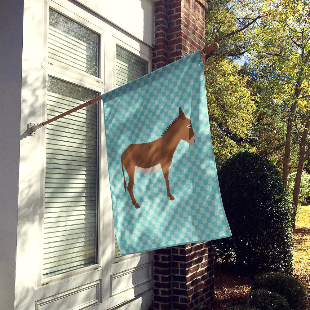 Cotentin Donkey Blue Check House Flag 28x40 Porch Sleeve Pole Decorative Outside Yard Banner Artwork Wall Hanging, Polyester