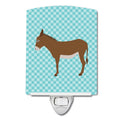 Cotentin Donkey Blue Check Ceramic Night Light Compact, UL-Certified, Ideal for Bedroom, Bathroom, Nursery, Hallway, Kitchen, 6x4x3, Multicolor