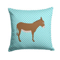 Cotentin Donkey Blue Check Decorative Throw Pillow 14x14 Indoor Outdoor Accent Cushion, Fabric Cover with Insert for Sofa, Bed, Porch & Living Room