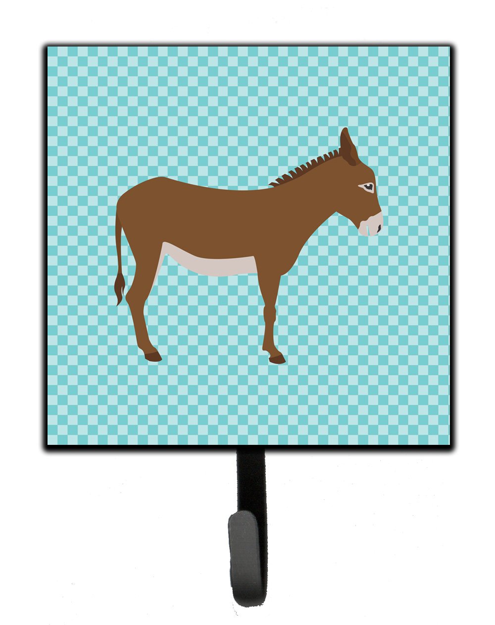 Cotentin Donkey Blue Check Leash or Key Holder Wall Hooks, Key Hooks Holder, Coat Rack Wall Mount, Coat Hooks, Hooks for Hanging Keys, Towels, Aprons, Leashes