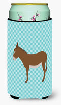 Cotentin Donkey Blue Check Tall Boy Hugger Can Cooler Sleeve Machine Washable Drink Collapsible Insulator Beverage Insulated Holder