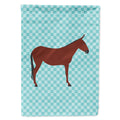 Hinny Horse Donkey Blue Check House Flag 28x40 Porch Sleeve Pole Decorative Outside Yard Banner Artwork Wall Hanging, Polyester
