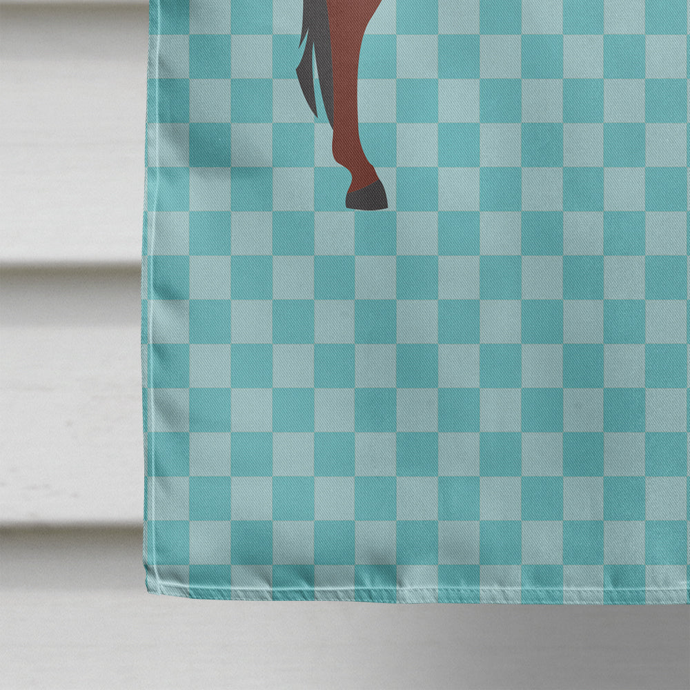 Hinny Horse Donkey Blue Check House Flag 28x40 Porch Sleeve Pole Decorative Outside Yard Banner Artwork Wall Hanging, Polyester