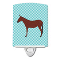 Hinny Horse Donkey Blue Check Ceramic Night Light Compact, UL-Certified, Ideal for Bedroom, Bathroom, Nursery, Hallway, Kitchen, 6x4x3, Multicolor