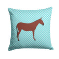 Hinny Horse Donkey Blue Check Decorative Throw Pillow 14x14 Indoor Outdoor Accent Cushion, Fabric Cover with Insert for Sofa, Bed, Porch & Living Room
