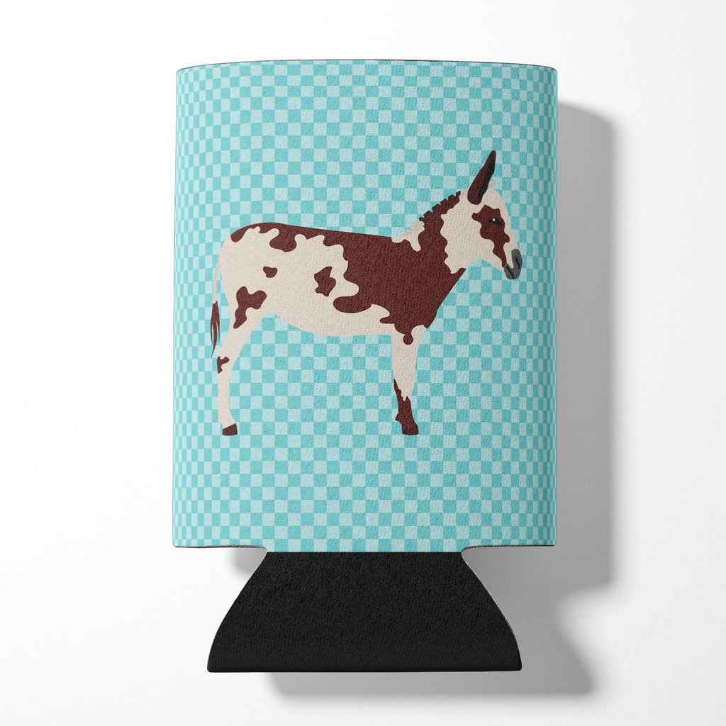 American Spotted Donkey Blue Check Can or Bottle Hugger Cooler Sleeve for Standard 12 oz Cans, Insulated Foam Beer & Soda Can Hugger Reusable