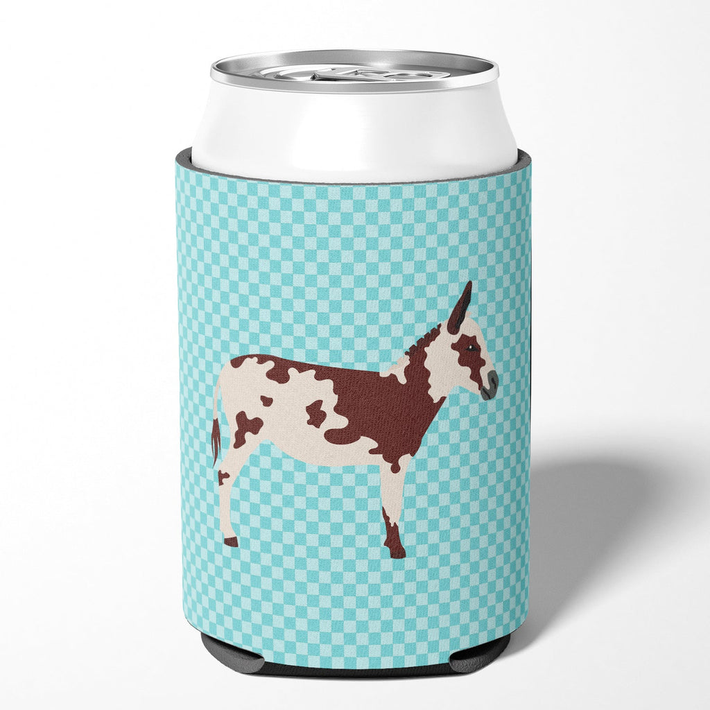 American Spotted Donkey Blue Check Can or Bottle Hugger Cooler Sleeve for Standard 12 oz Cans, Insulated Foam Beer & Soda Can Hugger Reusable