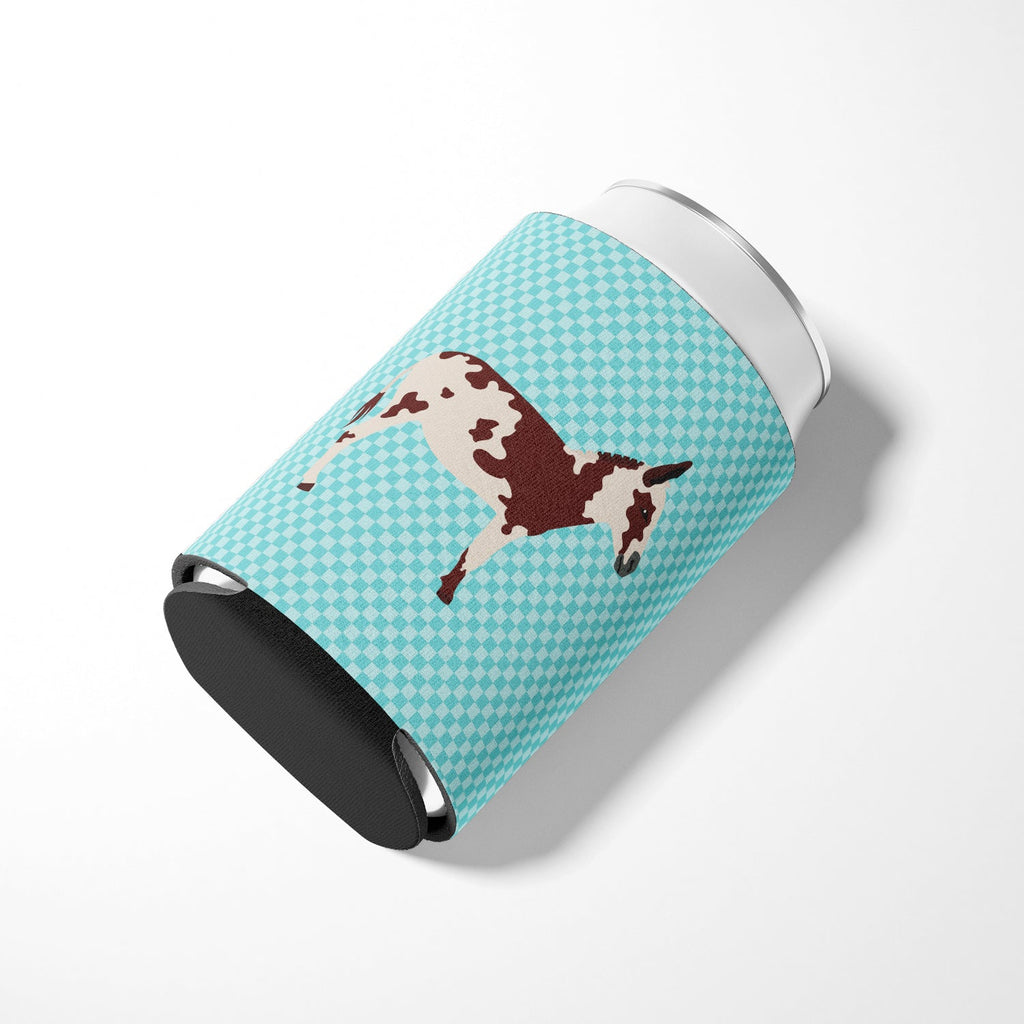 American Spotted Donkey Blue Check Can or Bottle Hugger Cooler Sleeve for Standard 12 oz Cans, Insulated Foam Beer & Soda Can Hugger Reusable