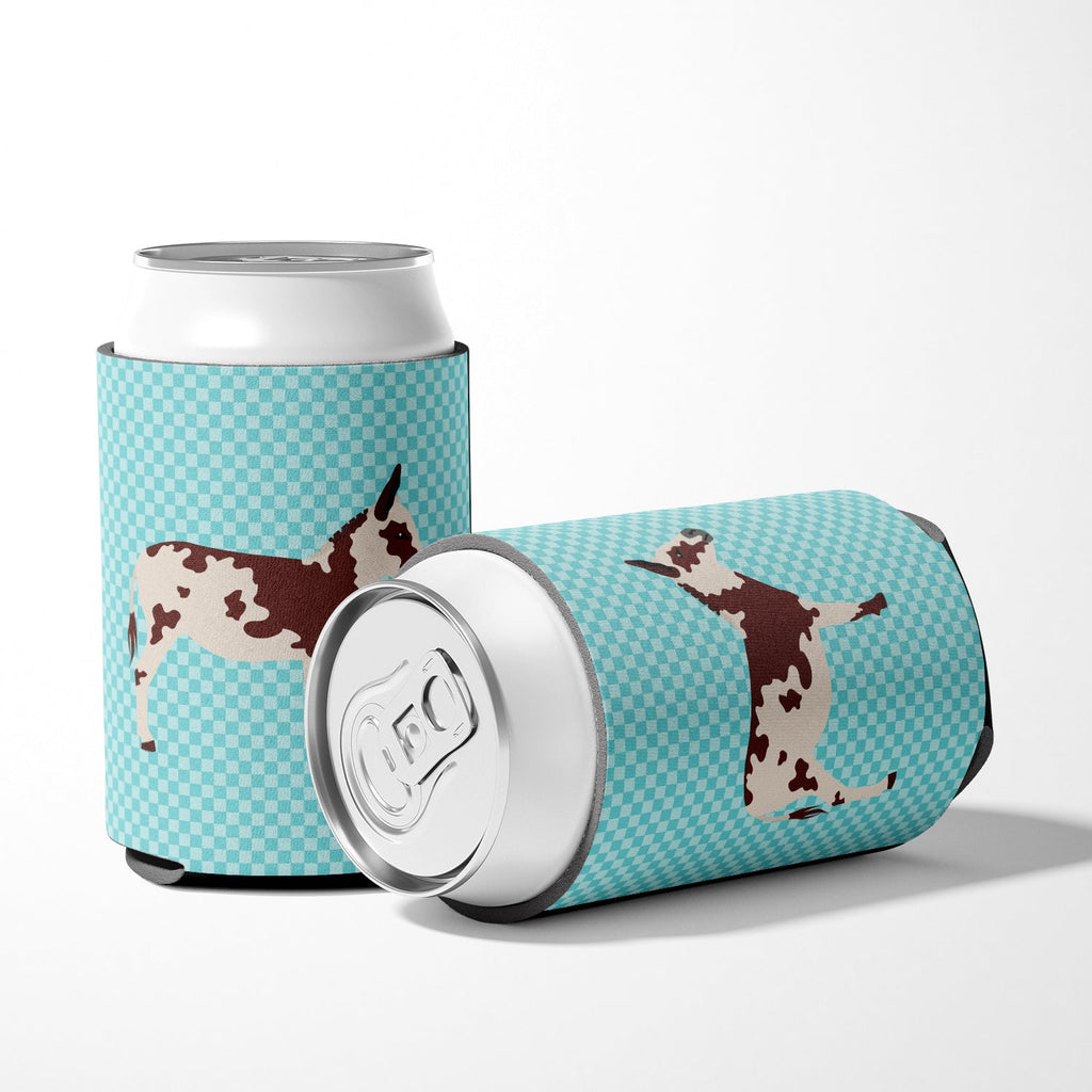 American Spotted Donkey Blue Check Can or Bottle Hugger Cooler Sleeve for Standard 12 oz Cans, Insulated Foam Beer & Soda Can Hugger Reusable