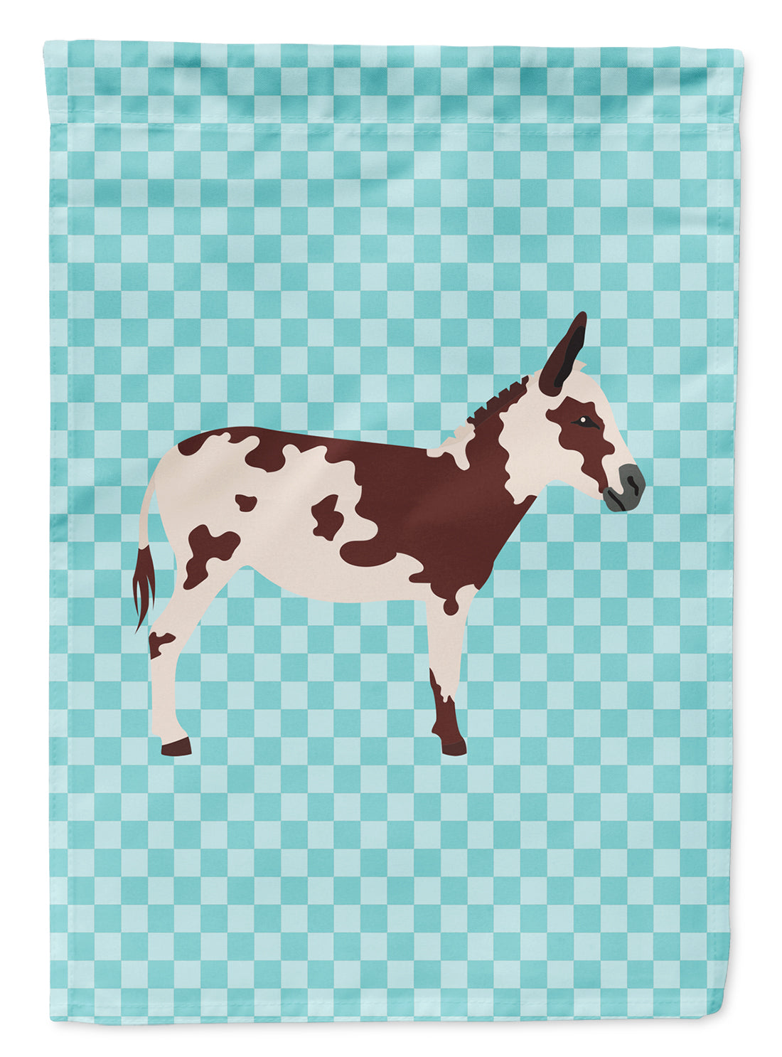 American Spotted Donkey Blue Check House Flag 28x40 Porch Sleeve Pole Decorative Outside Yard Banner Artwork Wall Hanging, Polyester